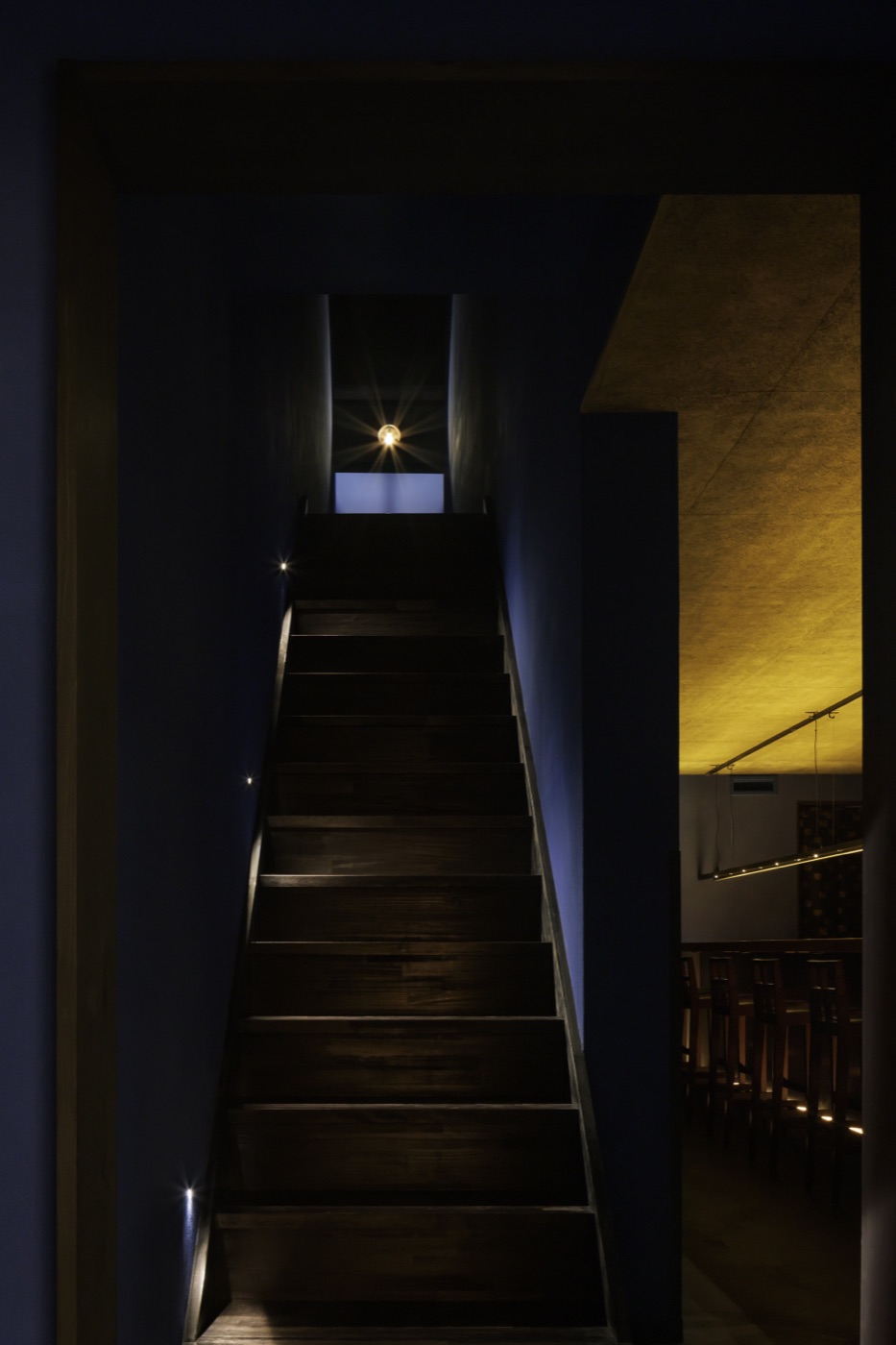 Staircase to the second-floor sanctuary